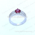 Round cut ruby ring in silver synthetic ruby ring